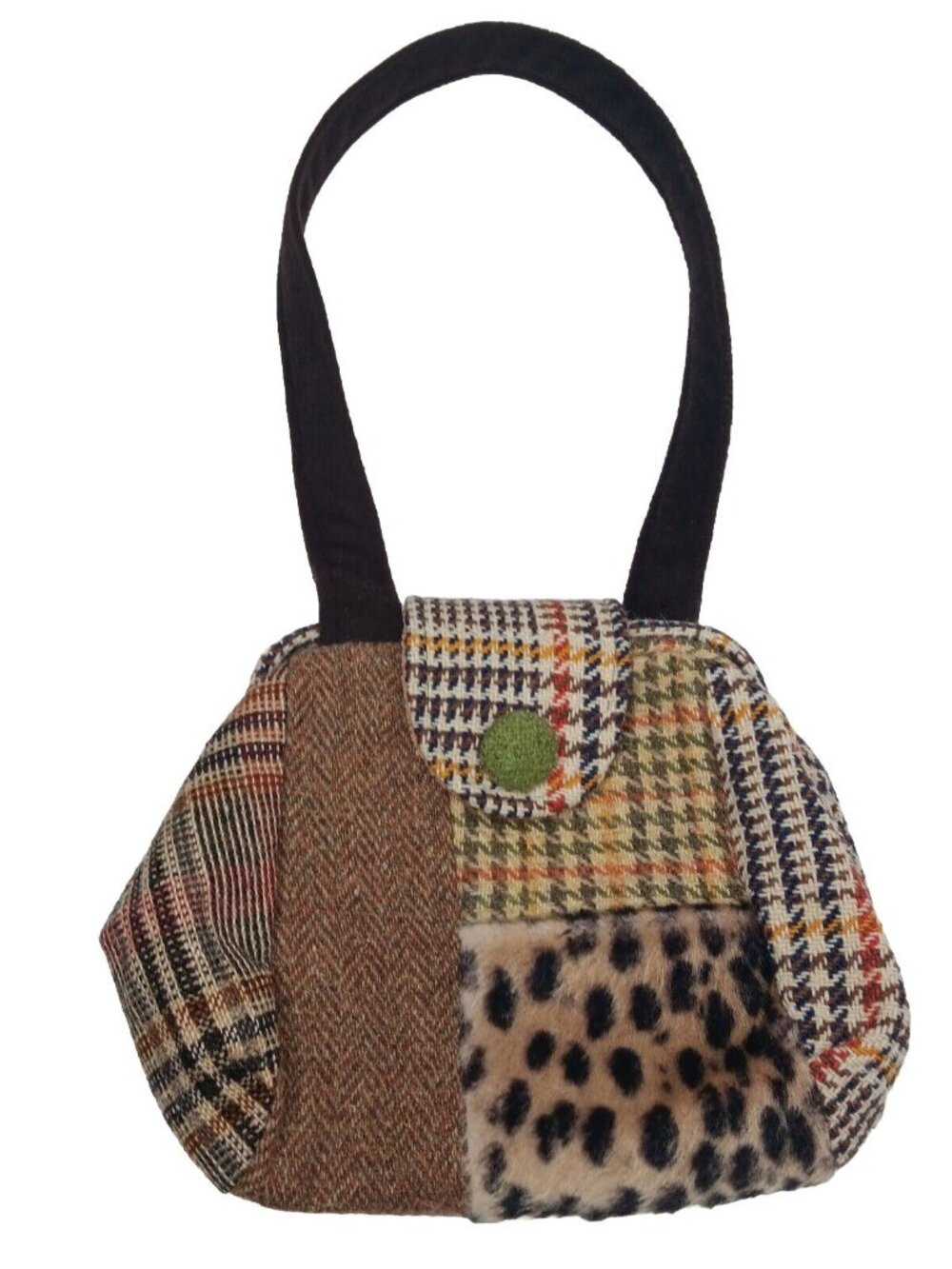 Range of Emotion Jeanea Michelle Purse Dont Forget Your Coat Brown Patches Wool